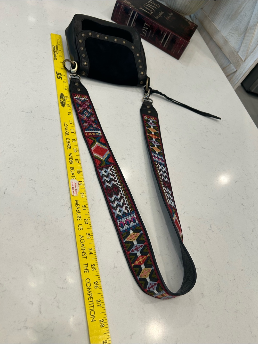 Johnny Was Black Crossbody with Multicolor Embroidered Strap - Picture 9 of 16